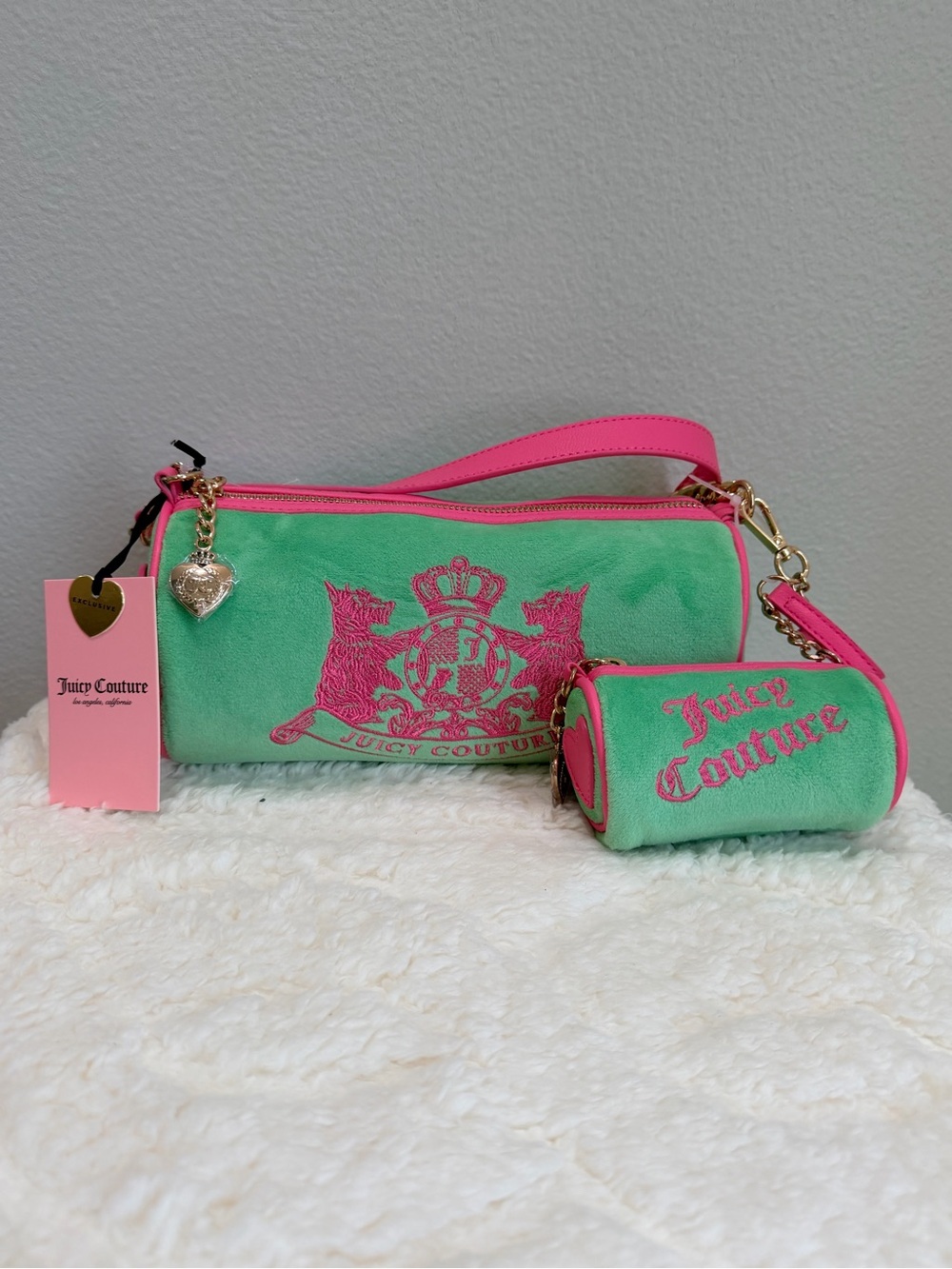 💖JUICY COUTURE RETRO GREEN💚CHOOSE SCOOTIE DOGS BARREL SATCHEL